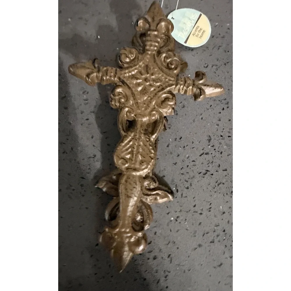 New Rustic Heavy Cast Iron Religious Cross Door Knocker Ornate